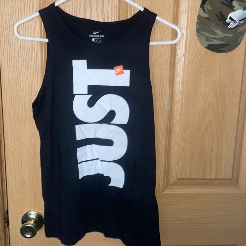 Nike Black Tank with White 'JUST' Graphic